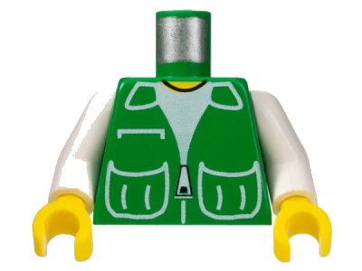 LEGO onderdeel Torso Town Vest with Patch Pockets over White Shirt Pattern / White Arms / Yellow Hands (973p73c01)