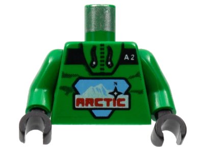 LEGO onderdeel Torso Arctic Logo Large and 'A2' Pattern / Green Arms / Black Hands (973p7bc01)