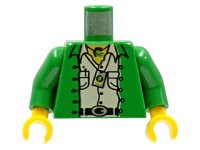 LEGO part Torso Adventurers Jungle Jacket, White Shirt, and Necklace Pattern / Green Arms / Yellow Hands 973pa8c01