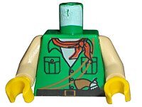 LEGO part Torso Adventurers Desert Safari Shirt, White Neck, Red Bandana, Gun Pattern / Tan Arms / Yellow Hands 973pb0281c01