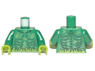 LEGO onderdeel Torso Muscles Outline with Swamp Plants and Scales Pattern / Green Arms / Lime Hands (973pb1220c01)
