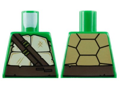 LEGO onderdeel Torso Tan and Dark Tan Turtle Shell, Dark Brown Belt and Straps Pattern (973pb1341)