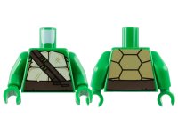 LEGO part Torso Tan and Dark Tan Turtle Shell, Dark Brown Belt and Straps Pattern / Green Arms / Green Hands 973pb1341c01