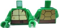 LEGO part Torso Tan and Dark Tan Turtle Shell with Crack, Dark Brown Belt Pattern / Green Arms / Green Hands 973pb1342c01