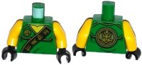 LEGO part Torso Ninjago Robe with Gold Asian Characters on Black Sash and Lloyd Power Emblem Pattern / Yellow Arms / Black Hands 973pb1913c01