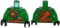 LEGO onderdeel Torso Ninjago Robe with Belt, Knife, Scabbard and Gold Dragon Head Emblem Pattern / Green Arms / Black Hands 973pb1979c01
