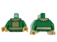LEGO part Torso Gold Scalloped Collar, Plate Armor, and Belt Pattern / Green Arms / Pearl Gold Hands 973pb2972c01