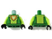 LEGO onderdeel Torso Nexo Knights Armor with Lime Circuitry and Panel with Bright Light Yellow Fox Head on Orange Pentagonal Shield Pattern / Lime Arms / Black Hands 973pb3001c01