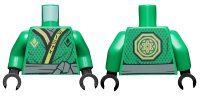 LEGO onderdeel Torso Ninjago Robe with Lime and Gold Trim, Gold Symbol, Black Dots, Dark Bluish Gray Sash Pattern / Green Arms / Black Hands 973pb3020c01