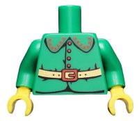 LEGO part Torso Rounded Collar, 4 Red Buttons and Gold Belt with Red Buckle Pattern (BAM) / Green Arms / Yellow Hands 973pb3372c01