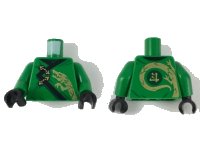 LEGO onderdeel Torso Ninjago Robe with Black Hem, Gold Clasps and Dragon Head Pattern / Green Arms / Black Hands 973pb3402c01