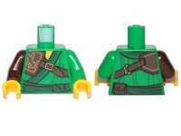 LEGO part Torso Ninjago Robe with Dark Green Trim and Sash, Dark Brown Leather Pauldron Pattern / Green Arm Left / Dark Brown Arm Right / Yellow Hands 973pb3537c01