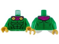 LEGO part Torso Magenta Scarf with Gold Clasps, Black Muscle Contours, and Dark Green Grid Lines Pattern / Green Arms / Pearl Gold Hands 973pb3942c01