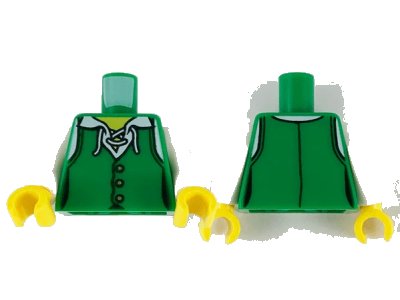 LEGO onderdeel Torso Female Pirate Vest Closed with Gold Buttons over White Shirt with Laces, Yellow Neck Pattern / White Arms / Yellow Hands (973pb3967c01)