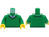 LEGO part Torso Sweater V-Neck over Button Down Blue Shirt Collar with 1 Button Pattern / Green Arms / Yellow Hands 973pb4273c01