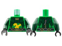LEGO onderdeel Torso Dark Green Armor, Gold Buckle, Bright Light Orange Ninjago Logogram Letter L Pattern / Dark Green Arms / Black Hands 973pb4312c01