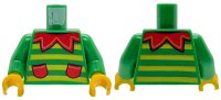 LEGO part Torso Sweater with Lime Stripes, Red Scalloped Collar and Pockets Pattern (BAM) / Green Arms / Yellow Hands 973pb6387c01