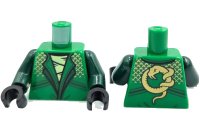 LEGO part Torso Jacket over Tan Scarf, Gold Chevrons and Snake of Back Pattern / Dark Green Arms / Black Hands 973pb6466c01