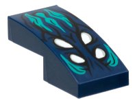 LEGO part Slope, Curved 2 x 1 x 2/3 with 4 White Eyes, Dark Turquoise Hair Pattern 11477pb124