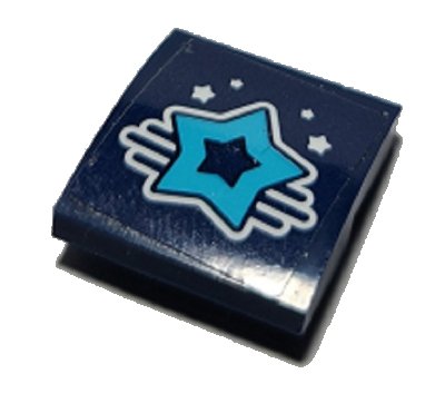LEGO part Schräge, Curved 2 x 2 x 2/3 with Medium Azure Star with Cutout, White Little Stars Pattern (Sticker) - Set 41364 (15068pb340)