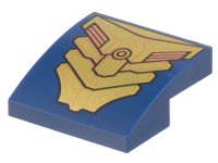 LEGO part Slope, Curved 2 x 2 x 2/3 with Gold and Copper Armor Plates Pattern 15068pb454