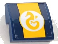 LEGO part Slope, Curved 2 x 2 x 2/3 with Seahorse in White Circle on Yellow Stripe Pattern (Sticker) - Set 41381 15068pb485