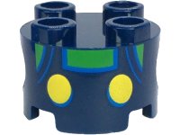 LEGO part Brick, Round 2 x 2 with Pin Holes with Overalls with Yellow Buttons and Blue Outlines over Green Shirt Pattern (Super Mario Baby Luigi Torso) 17485pb015