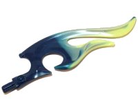 LEGO part Wave Rounded Curved Double with Axle End (Flame) with Marbled Yellowish Green Pattern 18396pb02