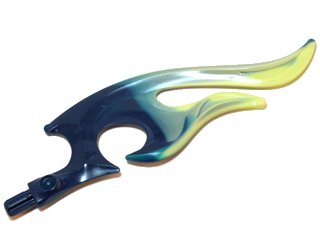 LEGO onderdeel Wave Rounded Curved Double with Axle End (Flame) with Marbled Yellowish Green Pattern (18396pb02)