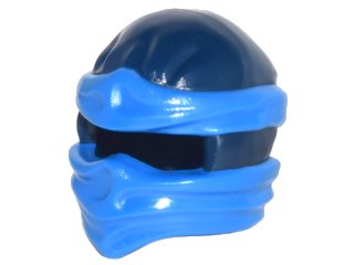 LEGO onderdeel Minifiguur, Hoofddeksel Ninjago Wrap Type 2 met Gevormde Blauwe Wraps en Knoop Patroon (19857pb02)