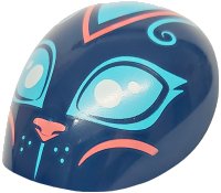 LEGO onderdeel Large Figure Armor, Round, Smooth with Medium Azure Eyes, Curls, Whisker Dots, and Forehead Triangle, Coral Nose and Cheek Lines Pattern (Cat Head) 21560pb18
