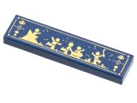 LEGO part Tile 1 x 4 with Gold People Playing on Ice, Sliding, Sledding, Hockey Pattern 2431pb0759