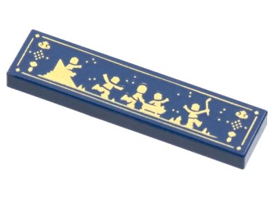 LEGO onderdeel Tile 1 x 4 with Gold People Playing on Ice, Sliding, Sledding, Hockey Pattern (2431pb0759)
