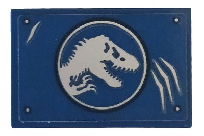 LEGO onderdeel Tile 2 x 3 with Jurassic World Logo and Scratches Pattern (Sticker) - Set 75935 (26603pb079)