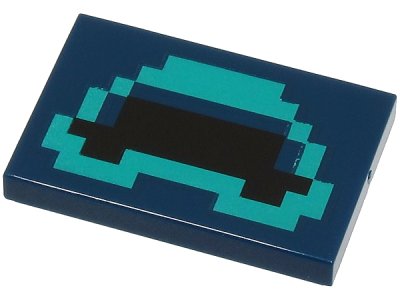 LEGO onderdeel Tile 2 x 3 with Pixelated Black Mouth with Dark Turquoise Outline Pattern (Minecraft Warden Mouth) (26603pb327)