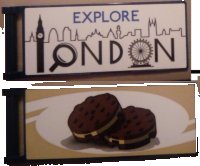 LEGO part Drapeau 7 x 3 avec Poignée Barre avec 'EXPLORE LONDON' / Motif Biscuits Modèle Côté Gauche (Autocollants) - Set 10258 30292pb036L