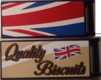 LEGO part Bandera 7 x 3 con Mango de Barra con patrón 'Quality Biscuits' / Bandera del Reino Unido Parcial (Union Jack) Lado Frontal Derecho Modelo (Pegatinas) - Set 10258 30292pb037R