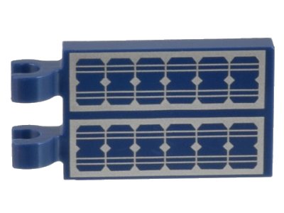 LEGO part Tile, Modified 2 x 3 with 2 Clips with Solar Panels Pattern (30350bpb105)