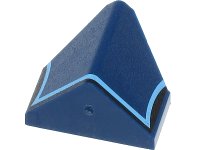 LEGO part Slope 45 2 x 1 Double / Inverted with Bottom Stud Holder with Black and Medium Blue Lines Pattern 3049cpb02
