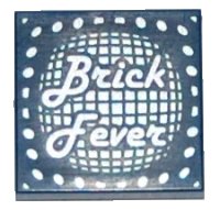 LEGO part Tile 2 x 2 with Silver 'Brick Fever' and Lights Pattern 3068pb0341