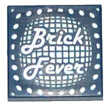 LEGO onderdeel Tile 2 x 2 with Silver 'Brick Fever' and Lights Pattern (3068pb0341)