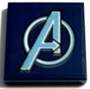 LEGO onderdeel Tile 2 x 2 with Metallic Light Blue Avengers Logo on Dark Blue Background Pattern (Sticker) - Set 76131 (3068pb2395)