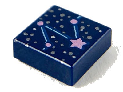 LEGO part Tile 1 x 1 with Constellation with Metallic Light Blue, Metallic Pink, and Silver Stars, Dots, and Lines Pattern (3070pb206)