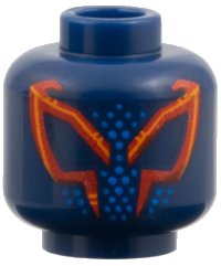 LEGO part Minifigure, Head Alien with Red and Orange Angular Eyes Outline, Blue Dots Pattern 3626pb3944