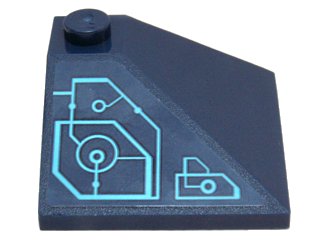 LEGO onderdeel Slope 33 3 x 3 Double Convex with Medium Azure Schematic Circles and Lines Pattern Model Right Side (Sticker) - Set 71200 (3675pb02R)