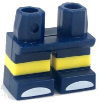 LEGO onderdeel Legs Short with Molded Horizontal Yellow Stripes and Printed White Toes Pattern 41879pb012