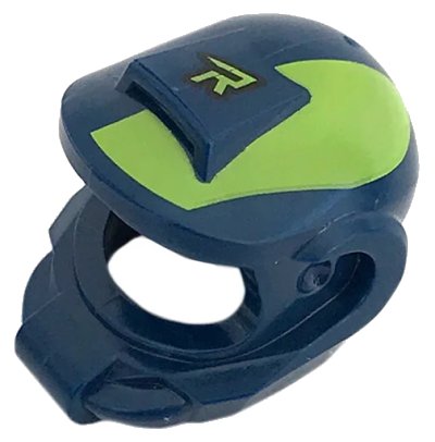 LEGO onderdeel Minifigure, Headgear Helmet Space with Lime 'R' and Stripe Pattern (43057pb01)