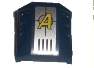 LEGO onderdeel Slope, Curved 2 x 2 with Debossed Side Ports with Yellow Letter A Agents Logo on Silver Background Pattern (Sticker) - Sets 8632 / 8971 (44675pb002)