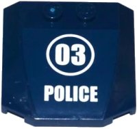 LEGO onderdeel Wedge 4 x 4 x 2/3 Triple Curved with '03' in White Circle and 'POLICE' Pattern (Sticker) - Set 60069 45677pb087