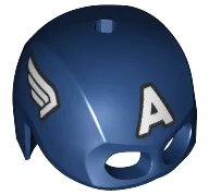 LEGO onderdeel Minifigure, Headgear Helmet Mask, Hole on Top with White Letter A and Wings on Sides, Black Outline Pattern (Captain America) (49556pb01)